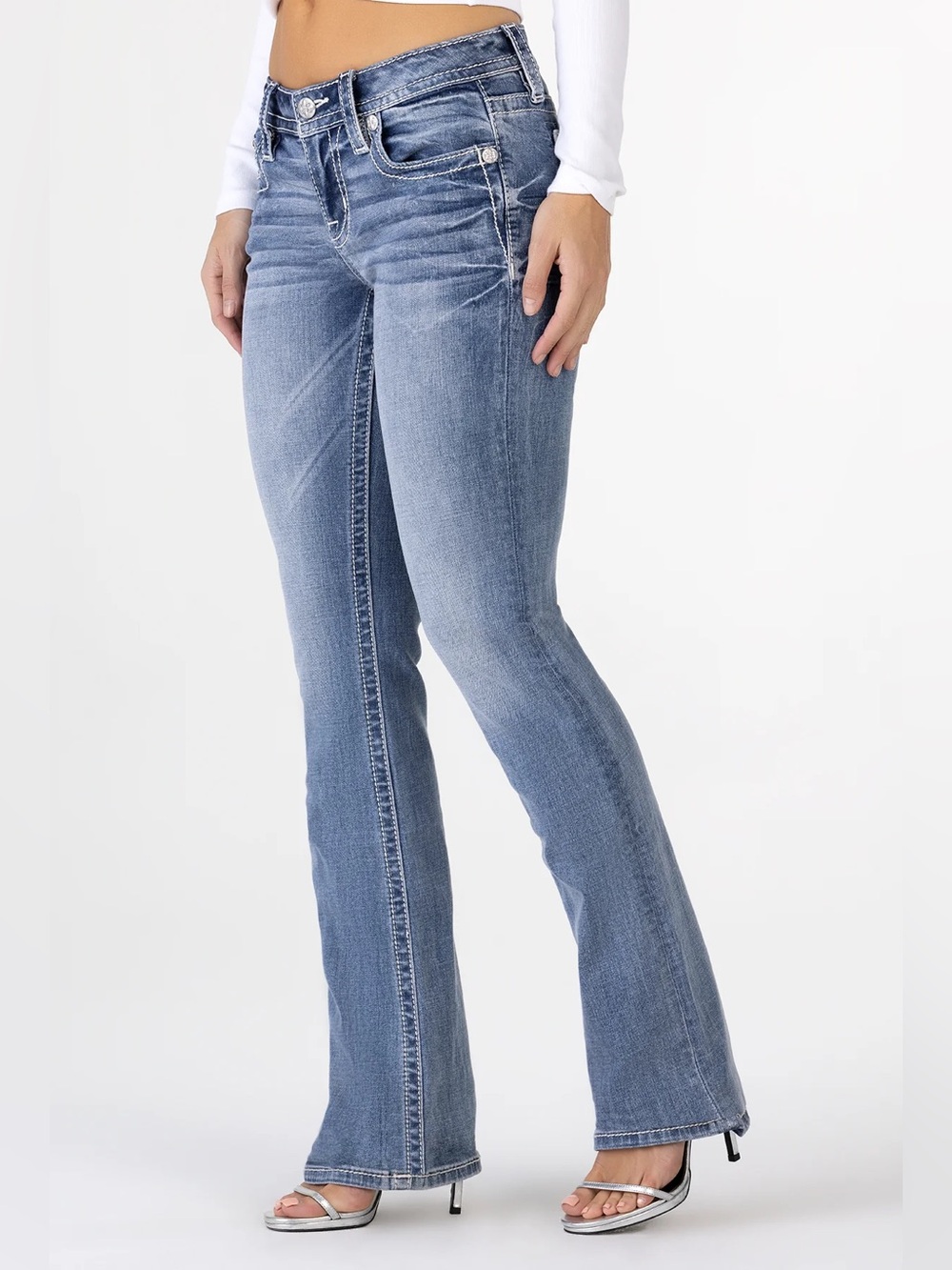 Fire & Rain Boot Cut denim Jeans bling on buttons western size 13.